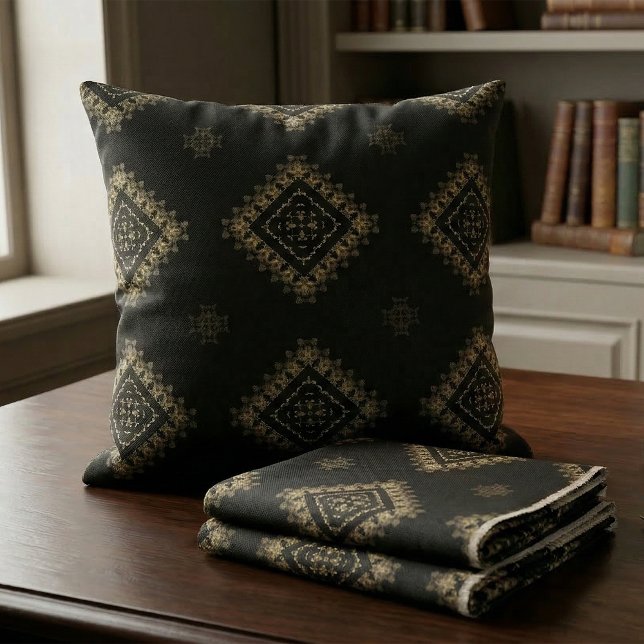 Tissu Elégant Faux Gold et Motif décoratif noir (Créateur téléchargé)