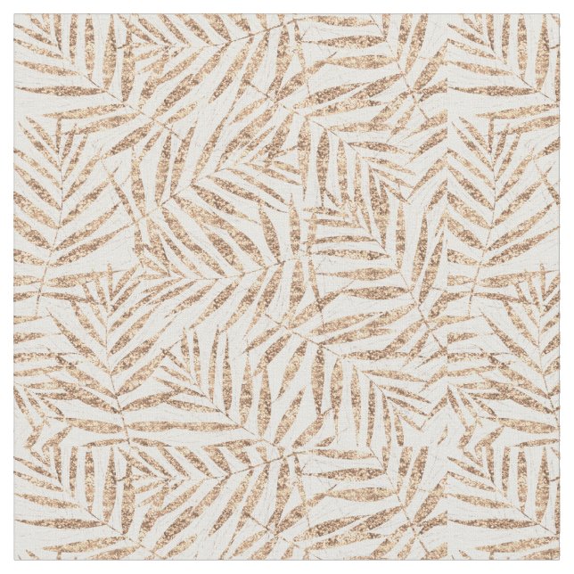 Tissu Élégant Feuilles de palme d'or tropicale (Fermer)