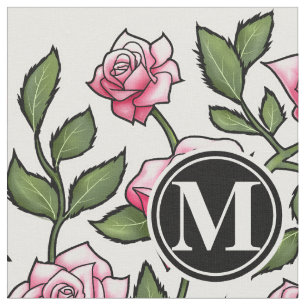 Tissu Élégant floral et monogramme