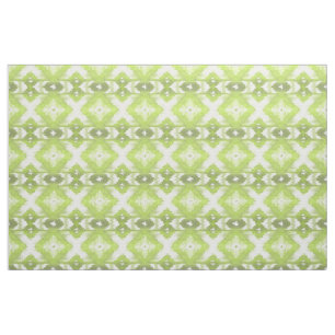 Tissu Élégant Lime Olive Green Blanc Ikat Motif tribal