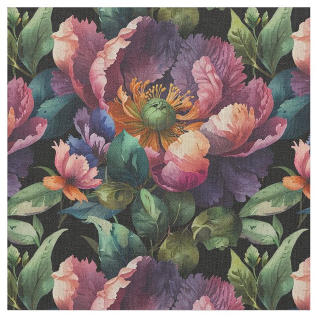 Tissu Élégant moody Dark rose floral (Fermer)