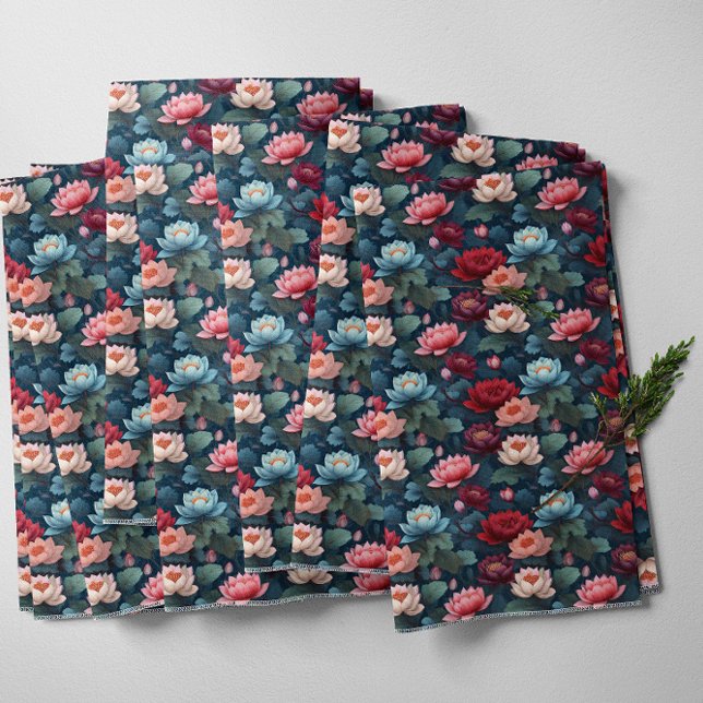 Tissu Élégant Moody Moderne Lotus Motif (Elegant Moody Modern Lotus Flower Pattern Fabric )