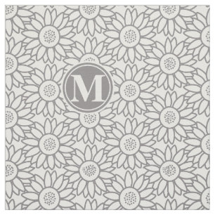 Tissu Élégant Motif de tournesol Monogrammé