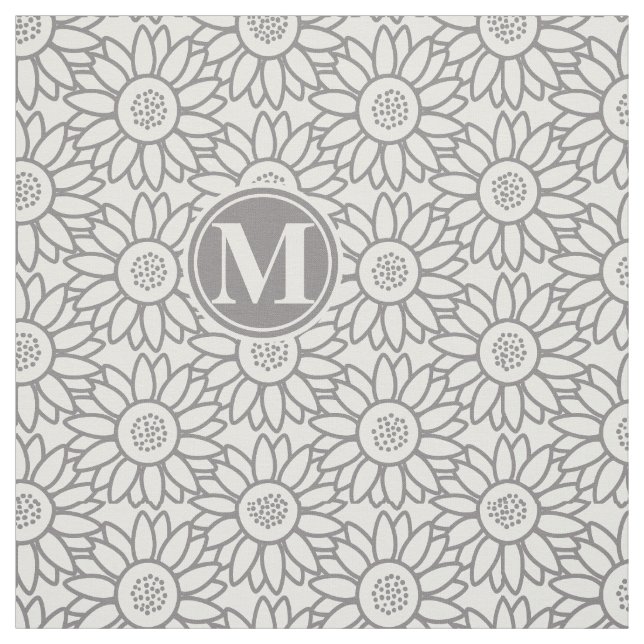 Tissu Élégant Motif de tournesol Monogrammé (Échantillon)
