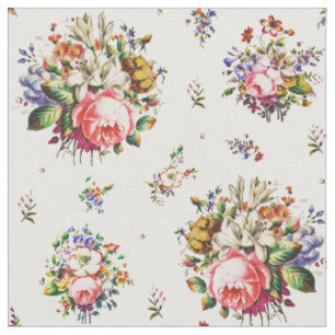 Tissu Élégant motif floral de roses roses Vintages