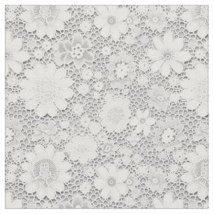 Tissu Élégant motif floral dentelle blanche