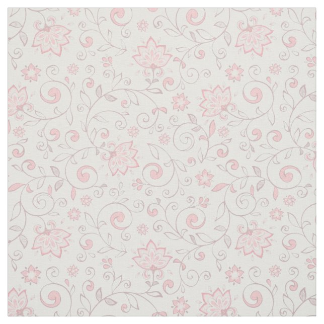Tissu Élégant motif floral rose clair (Échantillon)