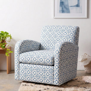 Tissu Élégant Motif géométrique bleu et blanc élégant