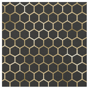 Tissu Élégant Motif noir peigne d'or