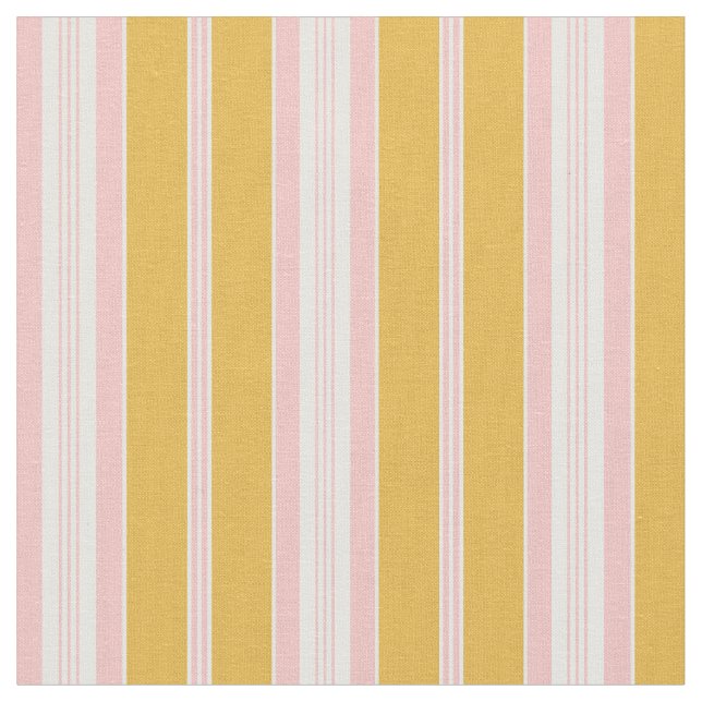 Tissu Élégant moutarde jaune rose française Ticking Stri (Fermer)