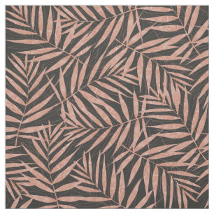 Tissu Élégant or rose feuilles tropicaux
