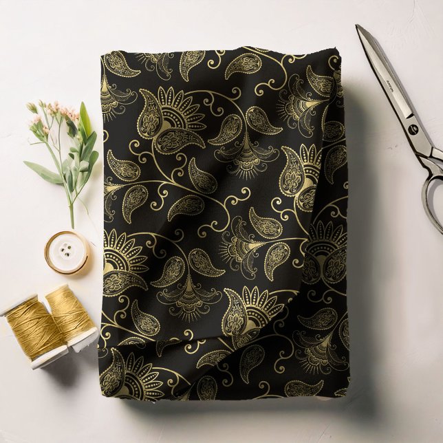 Tissu Elégant Paisley Floral Gold ID639 (Créateur téléchargé)