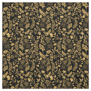 Tissu Elégant Parties scintillant or Foliage noir Desig