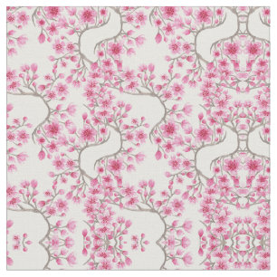 Tissu Elegant Pink Cherry Blossom Floral Watercolor