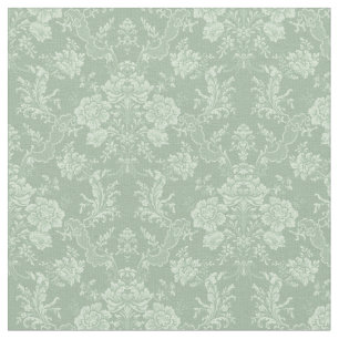 Tissu Élégant romantique chic floral vert Damask-Sage
