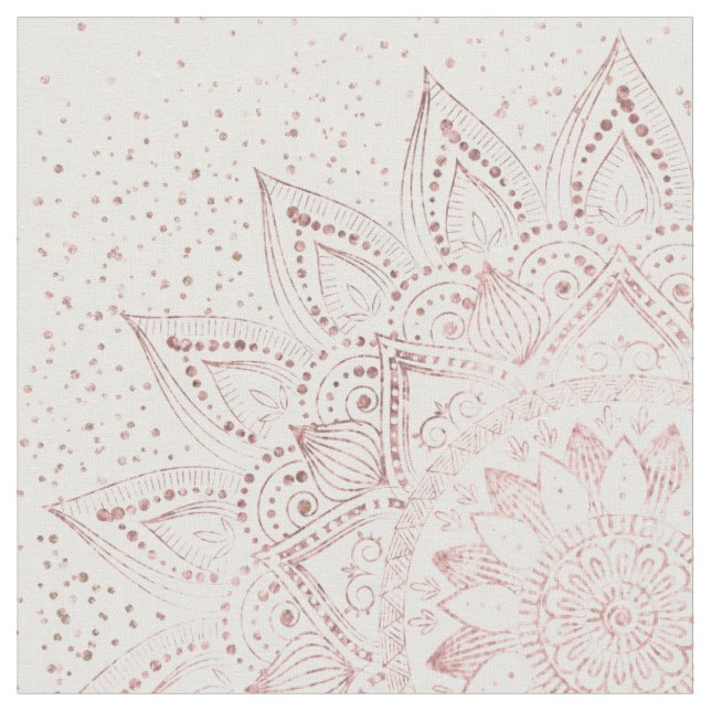 Tissu Elégant Rose Gold Dots Mandala (Fermer)