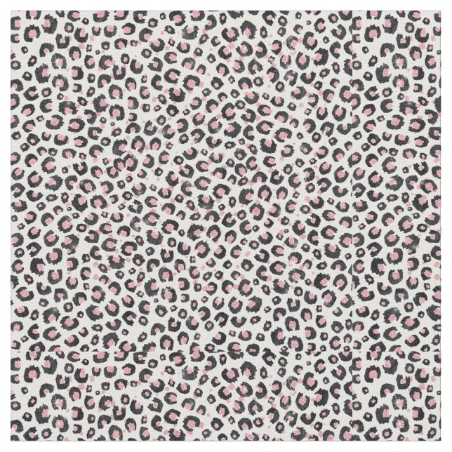 Tissu Élégant Rose Léopard Noir Motif (Fermer)