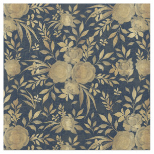 Tissu Elégant Roses d'or Floral Marine-Blue Design