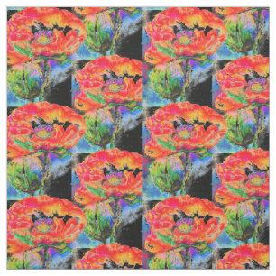 Tissu Elégant rouge pavot classique rouge floral aquarel
