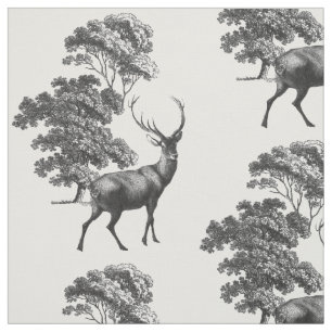 Tissu Elégant rustique Vintage Noir Pays Toile Cerf
