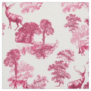 Tissu Elégant Rustique Vintage Rose French Toile Renard 