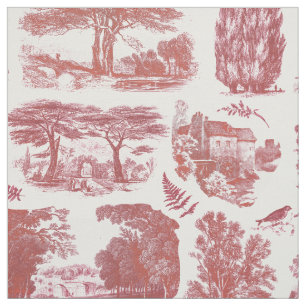 Tissu Elégant rustique Vintage Rouge Country Toile