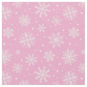 Tissu Élégant Snowflakes blanc sur arrière - plan rose