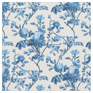 Tissu Élégant Vintage bleu Rose floral chic
