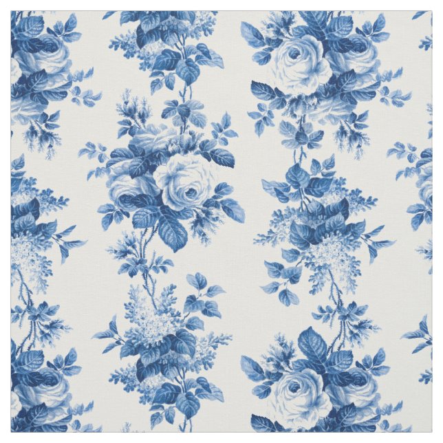 Tissu Elegant Vintage China Blue Roses (Échantillon)