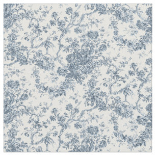 Tissu Élégant Vintage Français gravé Floral Toile-Blue
