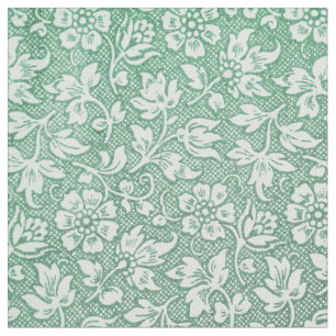 Tissu Élégant Vintage Sage Vert Floral
