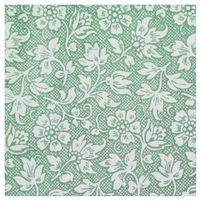 Tissu Élégant Vintage Sage Vert Floral (Fermer)