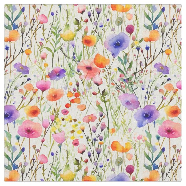 Tissu Elégante aquarelle Fleur sauvage (Fermer)