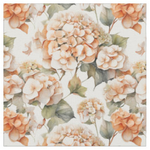 Tissu Elégante aquarelle orangée hydrangée