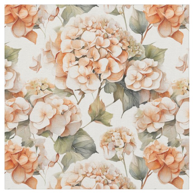 Tissu Elégante aquarelle orangée hydrangée (Fermer)
