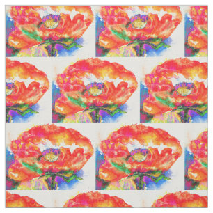 Tissu Elégante aquarelle rouge florale