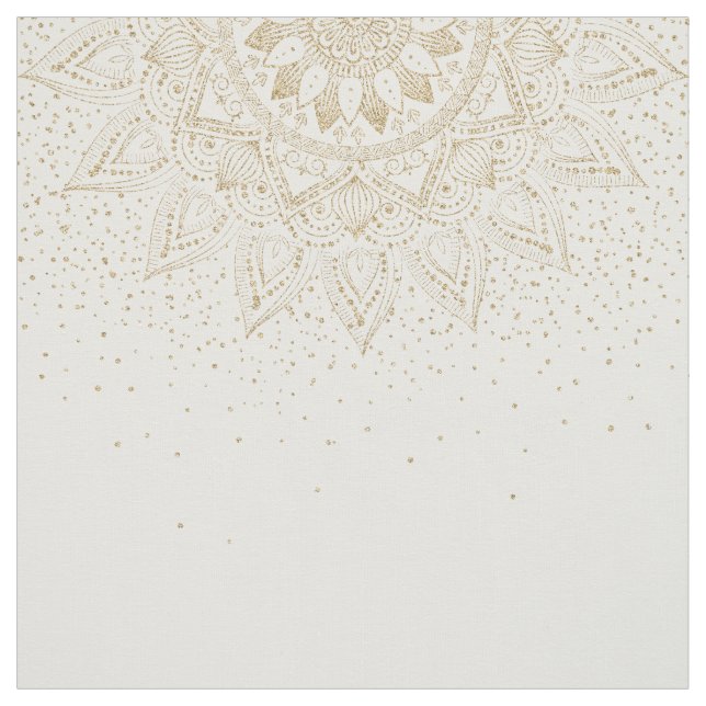 Tissu Elégante conception de points Mandala Or (Échantillon)