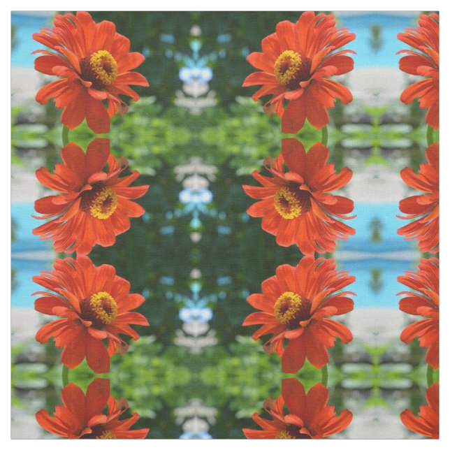 Tissu Élégante fleur florale orange classique (Échantillon)