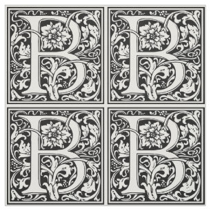 Tissu Élégante lettre Vintage florale B Monogramme