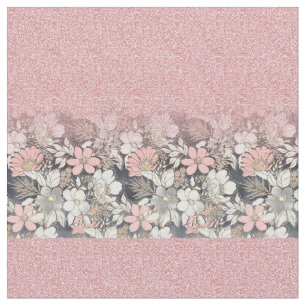 Tissu Élégante Parties scintillant dorée rose floral 