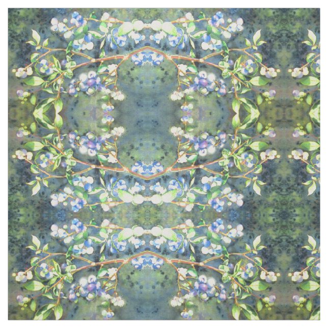 Tissu Elégante peinture à l'aquarelle de bleuet (Échantillon)