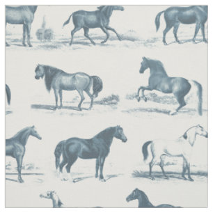 Tissu Élégante race Vintage de Cheval Bleu