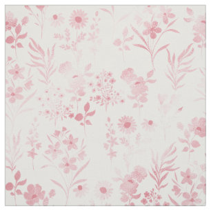 Tissu Elégante Rose de fleurs d'or Blanc Botanique