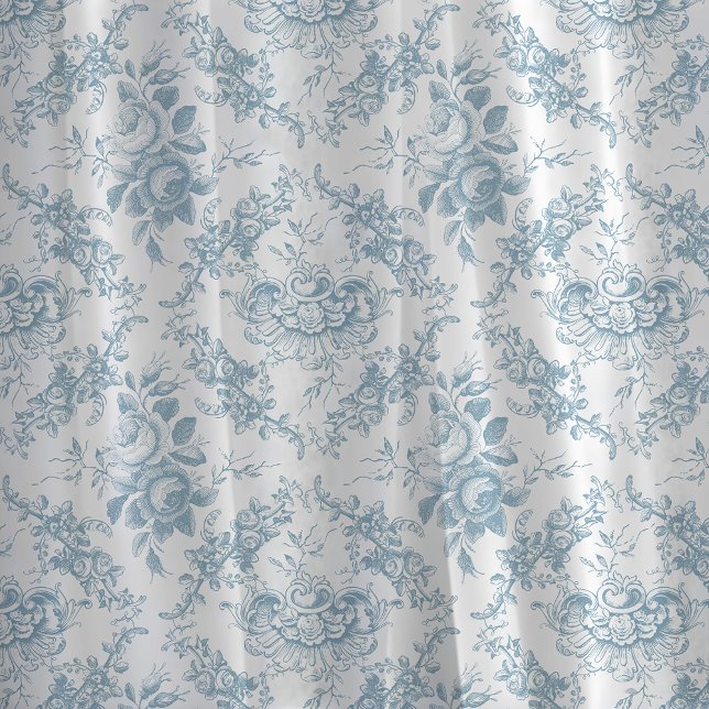Tissu Elégante toile florale blanche et bleue gravée (Créateur téléchargé)