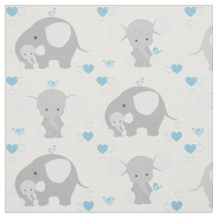 Tissu Elephant Blue Grey Safari Animaux Nursery Baby Boy