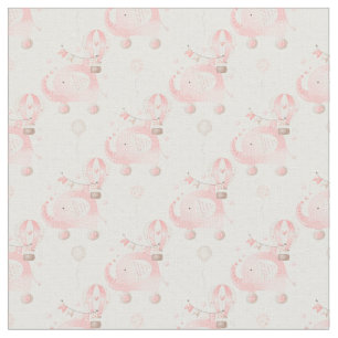 Tissu Eléphant de bébé rose et nuages