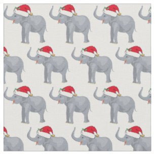 Tissu Éléphant de Noël à Santa Hat Mignonne