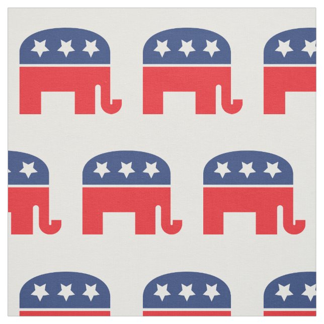 Tissu Eléphant du Parti républicain | Rouge, blanc et bl (Échantillon)