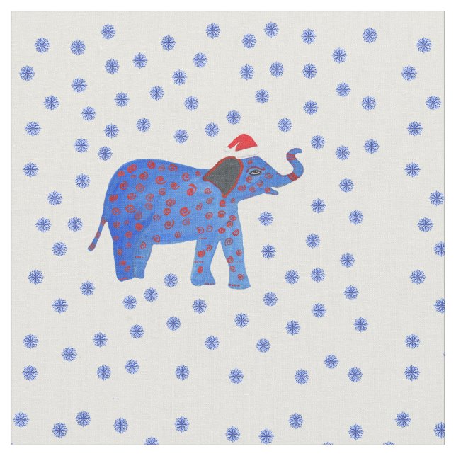 Tissu Elephant et flocons de neige (Fermer)