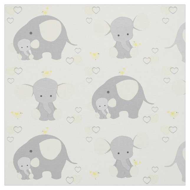 Tissu Elephant Jaune Safari Animal Nursery Baby Neutral (Échantillon)